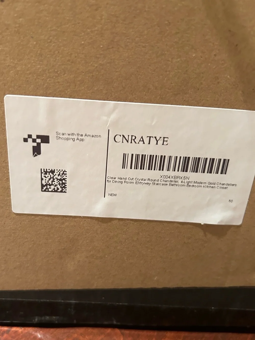 NIB CNRATYE Clear Hand Cut Crystal Round Chandelier Light 4-Light Modern Gold